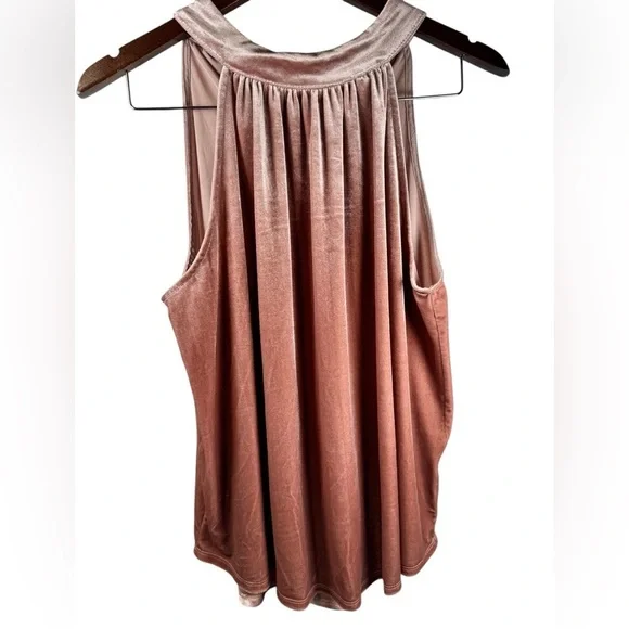 Gipson Women's light pink velvet blouse with bow at the back of the neck, size L - Picture 4 of 13